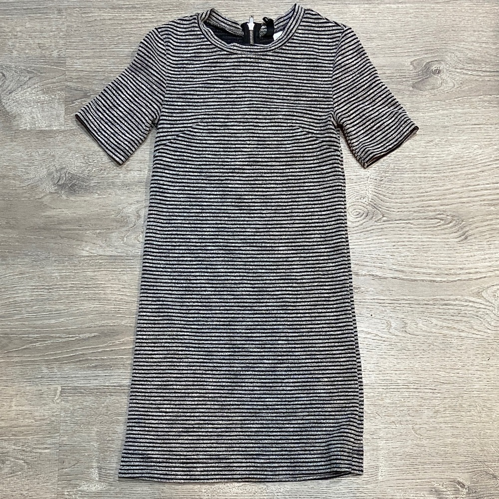 Divided Black and White Striped Mini Dress